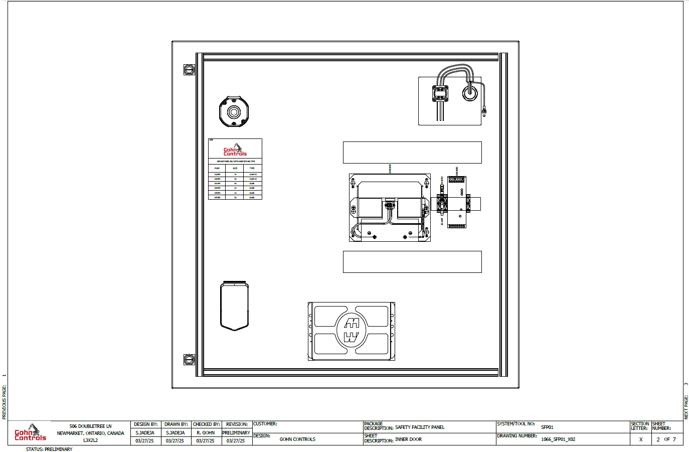 Panel inner door mechanical layout drawing