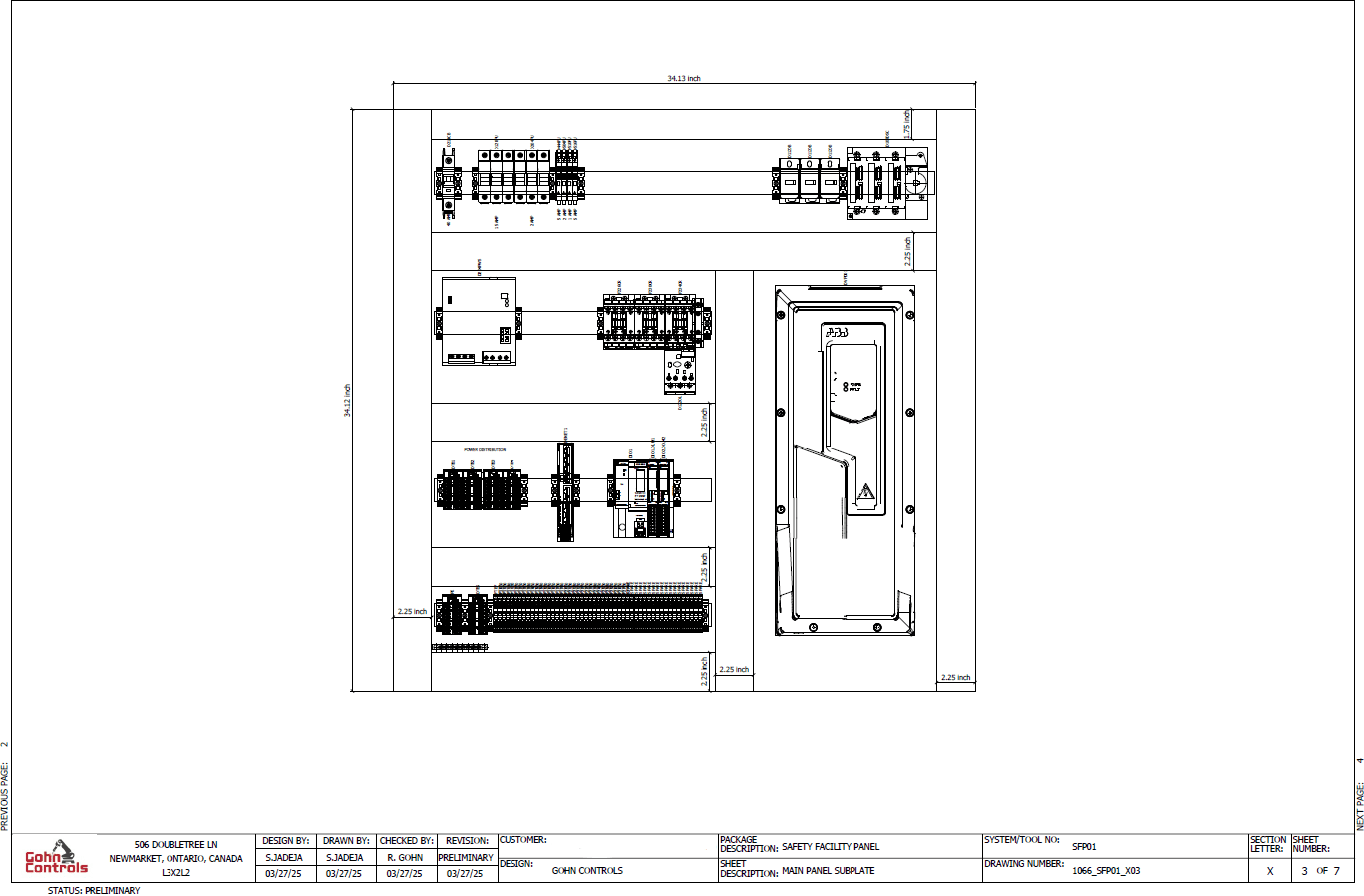 Safety panel sub-plate layout drawing