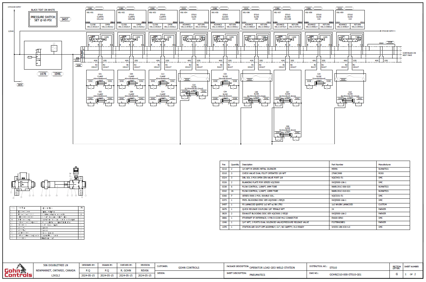 Tooling schematic drawing with an integrated bill of materials table
