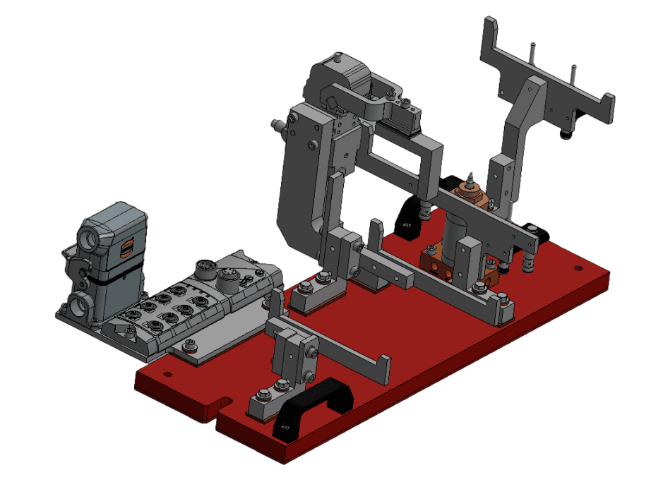 3D CAD render of a compact end-of-arm tooling gripper assembly