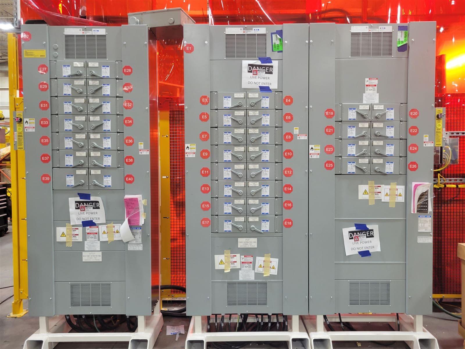 Three custom control panel enclosures during fabrication