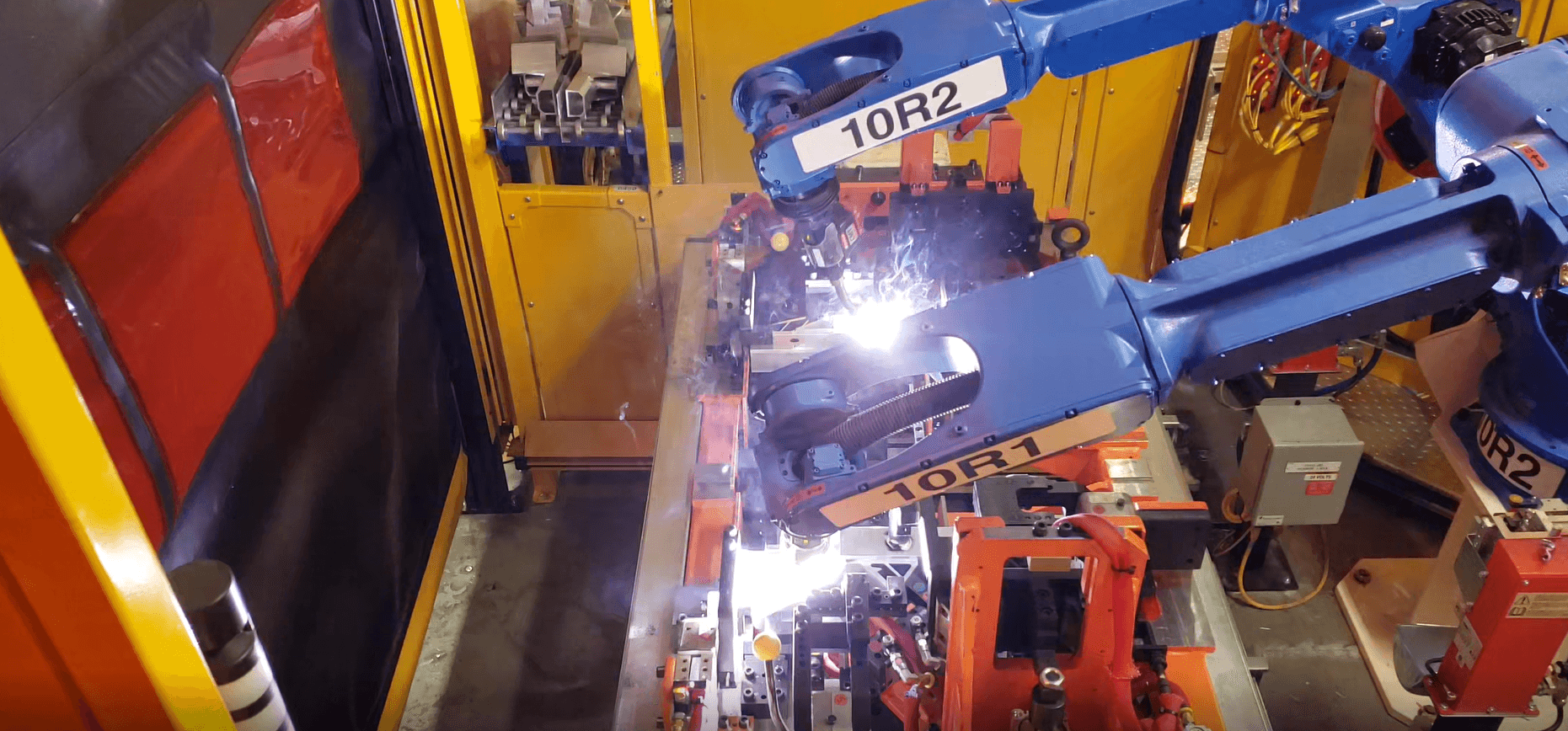 Multi-robot automotive weld cell in production