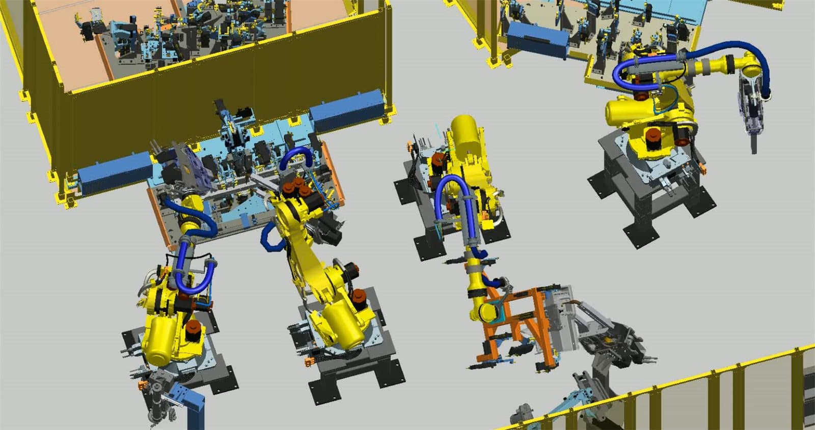 3D simulation of a multi-robot automotive cell layout
