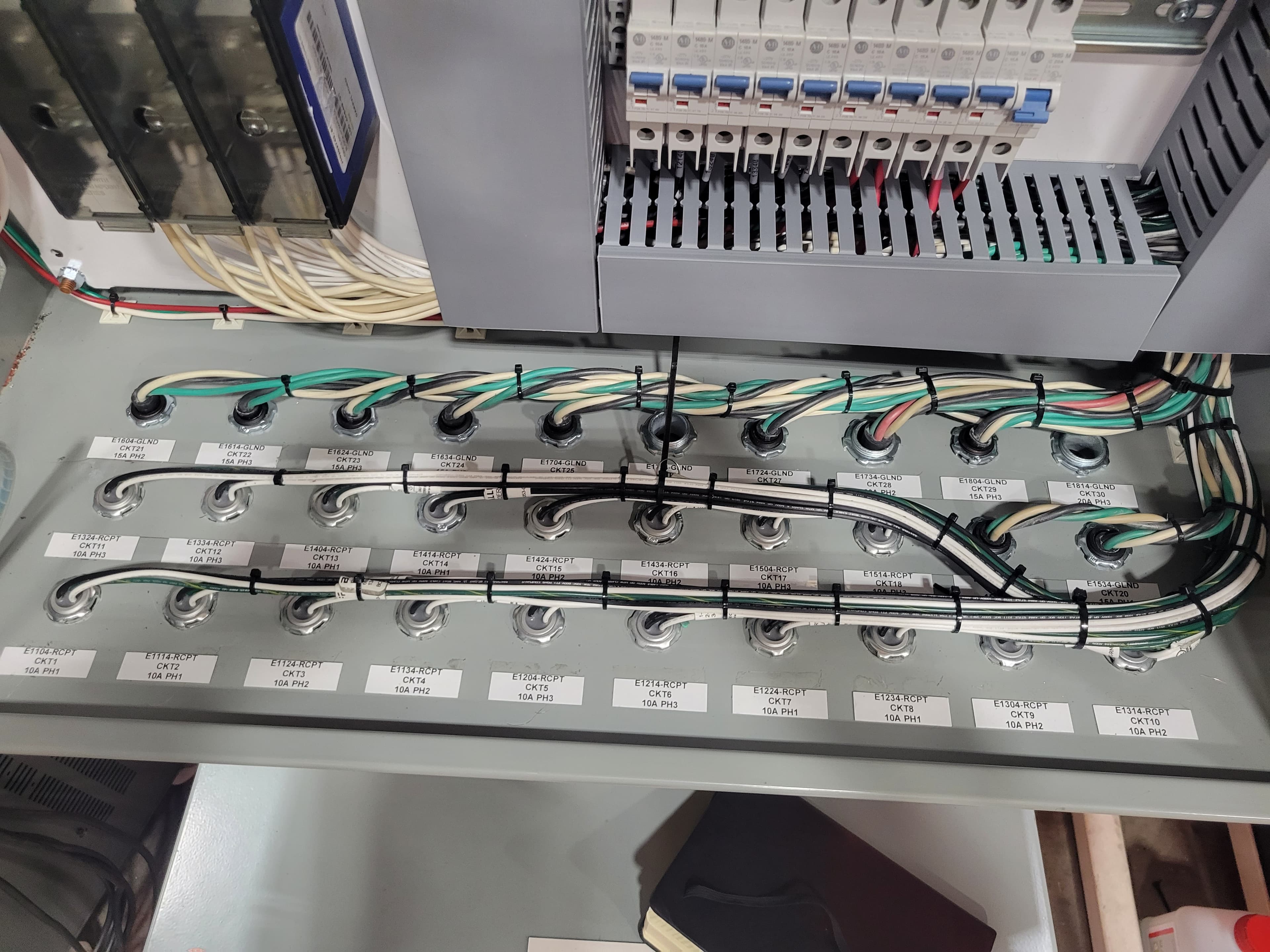Custom industrial control panel interior built and wired in Ontario